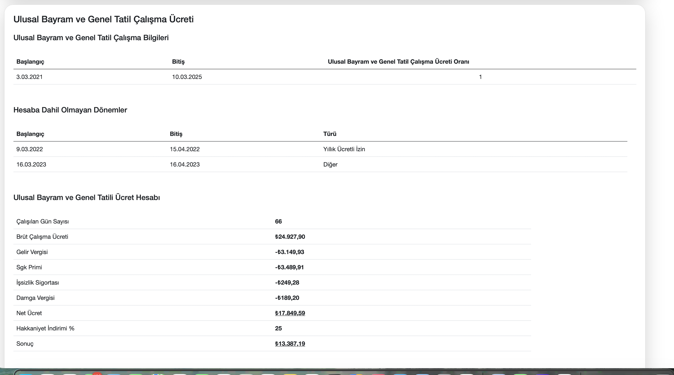 UBGT ücret hesabı ekranı