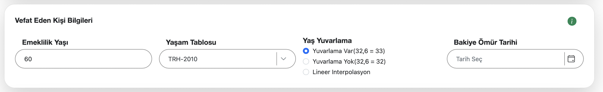 Desteğin yaşam bilgileri ekranı