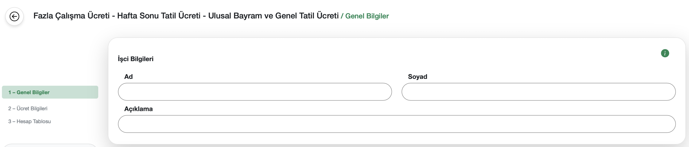 İşçi bilgileri ekranı