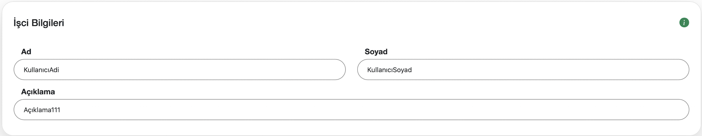 Kötüniyet tazminatı işçi bilgileri ekranı