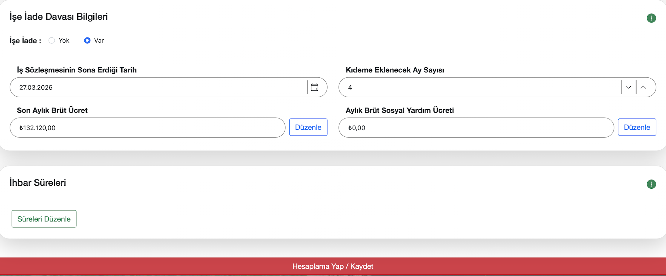 Kötüniyet tazminatında işe iade davası bilgileri ekranı